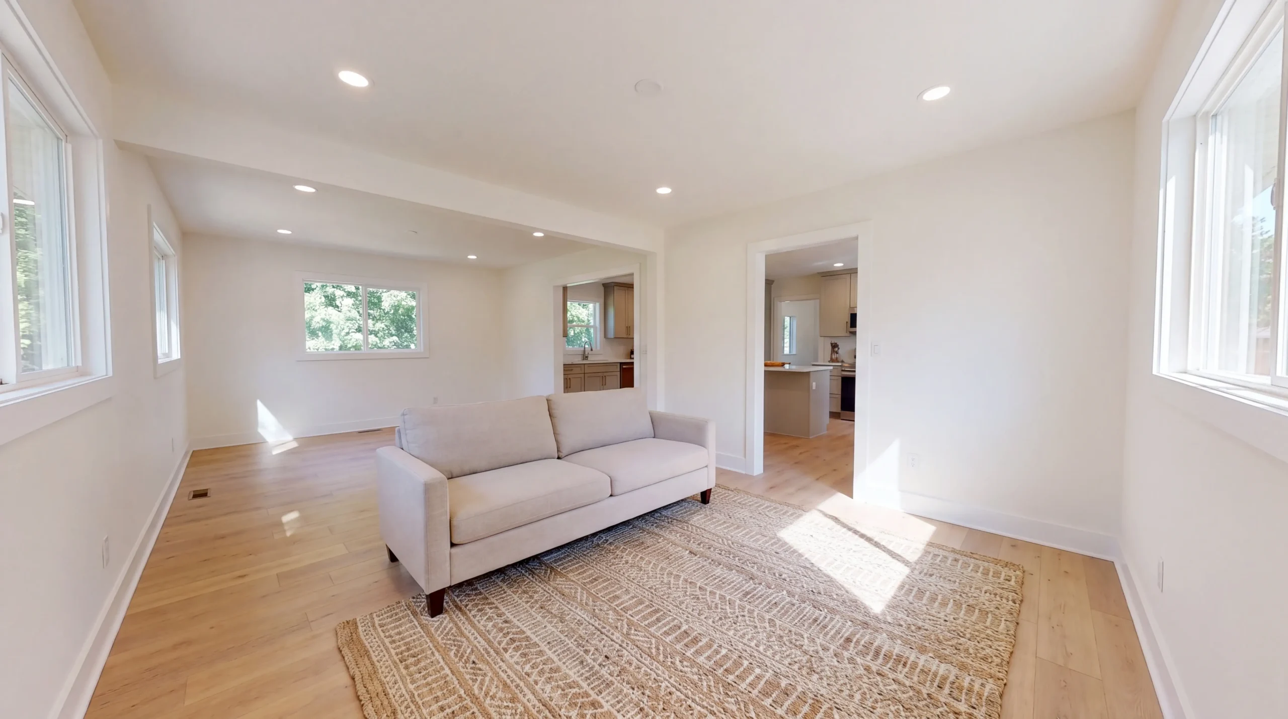 Finished open living area after whole-home renovation in Braeswood, Houston