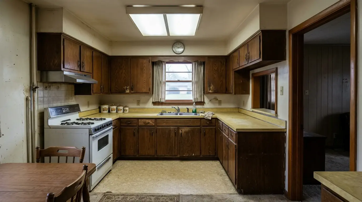 Dated kitchen before remodeling in Meyerland, Houston