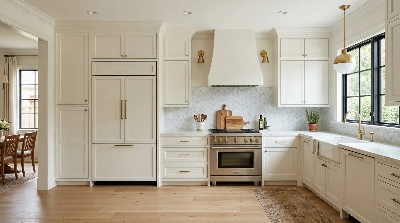 Houston kitchen remodeling contractors setting custom cabinets